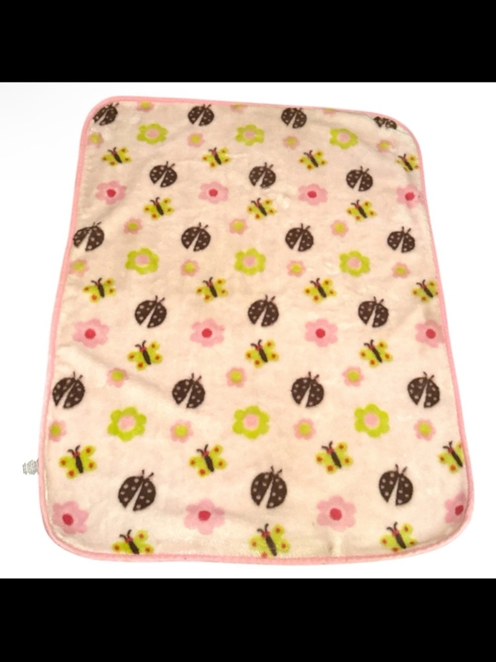 Manhattan Kids Pink Ladybug Flower Butterfly Baby Blanket Minky Soft 40x30